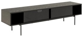 Fekete TV-állvány kőrisfa dekorral 180x44,5 cm Angus – Actona