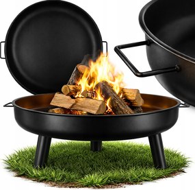 Kerti Tűztér Erős Nagy Acél 80cm Fogantyúkkal Grill Tűzrakóhely