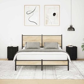 2 db fekete éjjeliszekrények LED világítással 38x34x50 cm