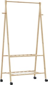 vidaXL bambusz ruhaállvány polcokkal és kerekekkel 96x45,5x155,5 cm