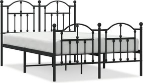 vidaXL fekete fém ágykeret fej- és lábtámlával 120 x 190 cm