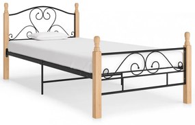fekete fém ágykeret 90 x 200 cm