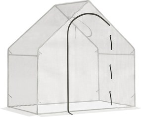 Outsunny Üvegház, 180 x 100 x 168 cm-es Film Üvegház Rolható Ajtóval, Hideg Kert, Paradicsomház Tetőablakkal, PE Hálós Film, Télálló Növényház Kerthez