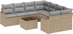 vidaXL Kerti Kanapé Szett párnával tárolóval 9 pcs Barna és szürke