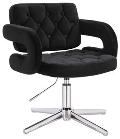 HR8403CROSS Fekete modern velúr szék krómozott lábbal