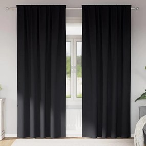 Függönyök függönyökkel 2 pcs Fekete 225x140cm Poliészter