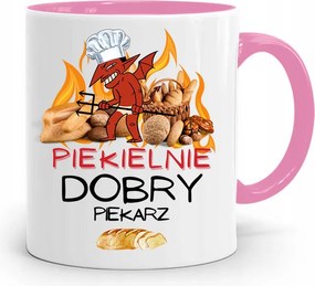 Rózsaszín Bögre Péknek Pokolian Jó Ajándék fényképes nyomtatással
