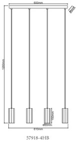 Globo 57918-4HB - Csillár zsinóron JAMES 4xGU10/25W/230V fekete