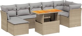 vidaXL 8 részes bézs polyrattan kerti ülőgarnitúra párnával