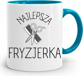 Kék Bögre Fodrásznak Legjobb Fodrásznő fényképes nyomtatással