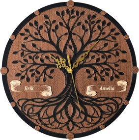 Személyre szabott Falióra Az Élet Fája 3D HandMade Fa 30 cm