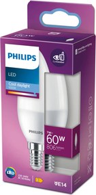 Led izzó Gyertya E14 B38 7W 60W 806lm 6500K Hideg fehér Philips