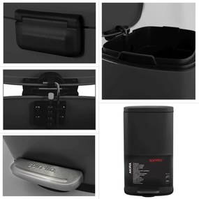 Matt fekete acél pedálos szemetes 50 l Akira – Spirella