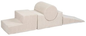 Krémszínű kordbársony habszivacs játszótér 4 db-os magasság 30 cm 45x170 cm Montessori – Meowbaby