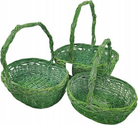 3 db-os fonott kosár szett zöld
