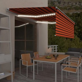 narancssárga-barna kihúzható LED-es napellenző redőnnyel 4,5x3m