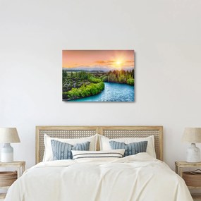 Üveg kép - Erdei hegyvidéki táj (70x50 cm)