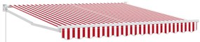 Kézi behúzható napellenző piros és fehér csíkkal 300x250 cm