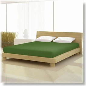 Pamut-elastan classic mohazöld színű gumis lepedő 90/100*200/220 cm-es matracra