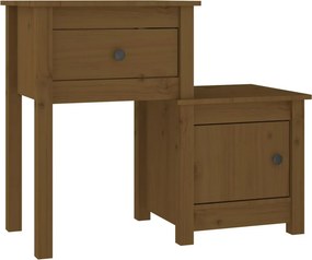 vidaXL mézbarna tömör fenyőfa éjjeliszekrény 79,5 x 38 x 65,5 cm