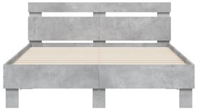 betonszürke szerelt fa ágykeret fejtámlával 120x190 cm