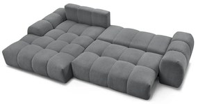 Sötétszürke zsenília kinyitható-tárolóhelyes sarokkanapé (bal oldali-heverő résszel) Everest – Bobochic Paris