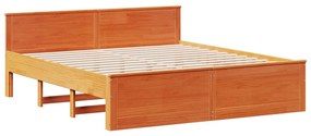 barna tömör fenyőfa ágy matrac nélkül fejtámlával 200 x 200 cm