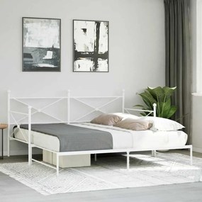 Daybed with Trundle without Mattress White 107x203 cm acél