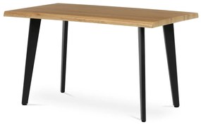 Masă de sufragerie, 130x80x75 cm, blat MDF, decor stejar salbatic, picioare si structură metalică