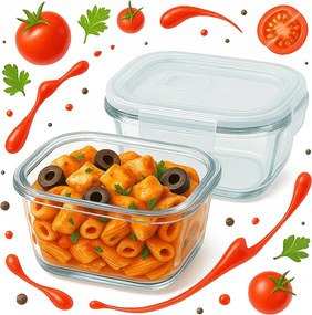 Ebédbox Négyzet alakú üveg tároló 800 ml-es iskolai munkához