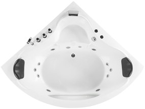 Fehér whirlpool masszázskád LED világítással 207 x 146 cm TOCOA II Beliani