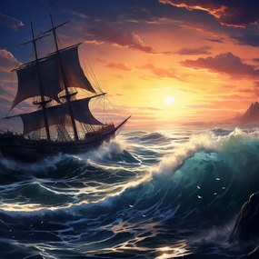 Poszter 80x80cm Az óceáni átkelés háborgó hullámai