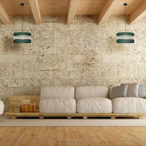 Csillár zsinóron HELEN 1xE27/15W/230V átm. 40 cm zöld/arany