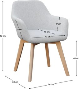 Dizájnos fotel, világosszürke/bükk, CLORIN NEW