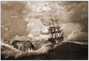 Poszterek 155x105 Vihar Tenger Hajó Tájkép