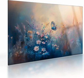Üveg kép - Rét pillangóval (70x50 cm)