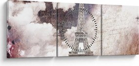 Kép - Eiffel-torony, Párizs, Franciaország (órával) (90x30 cm)