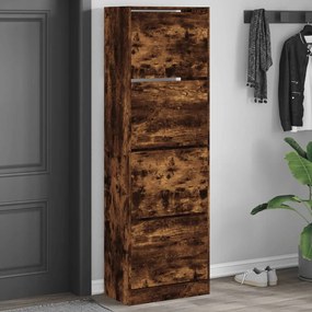 füstös tölgy cipőszekrény 4 kihajtható fiókkal 60x34x187,5 cm