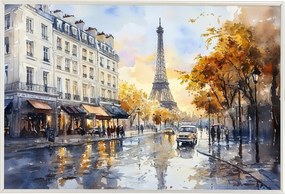 Poszter Alumínium Keret Tájkép Franciaország Párizs Eiffel-torony Ősz 60x40