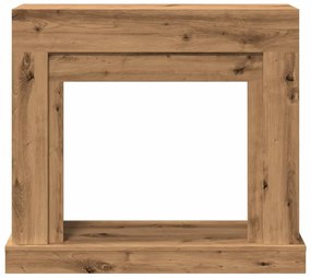 kézműves tölgy színű szerelt fa kandallóburkolat 100x30x87,5 cm
