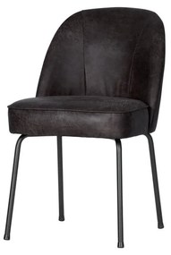 Fekete bőr étkezőszék szett 2 db-os Vogue – WOOOD