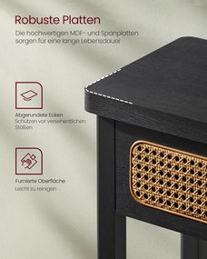 VASAGLE boho konzolasztal 2 fiókkal és polccal, hamufekete