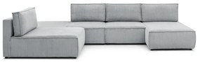 Világosszürke kordbársony sarokkanapé (variálható) Nihad modular – Bobochic Paris