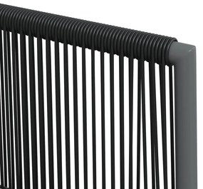 3 részes fekete polyrattan és acél kerti étkezőszett párnákkal