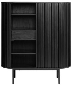 Fekete szekrény tölgyfa dekorral 125x110 cm Siena – Unique Furniture