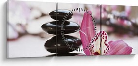 Masszázs kövek és orchideák képe (órával) (90x30 cm)