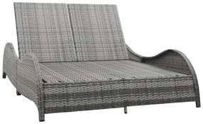 kétszemélyes antracitszürke polyrattan napozóágy párnával