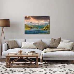 Egy kép a hegyi folyó és a hegyek (70x50 cm)