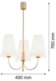 Argon 6267 - Csillár rúdon SAFIANO 3xE27/15W/230V arany