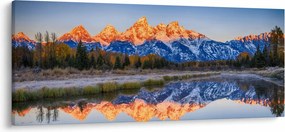A havas hegycsúcsok képe (120x50 cm)